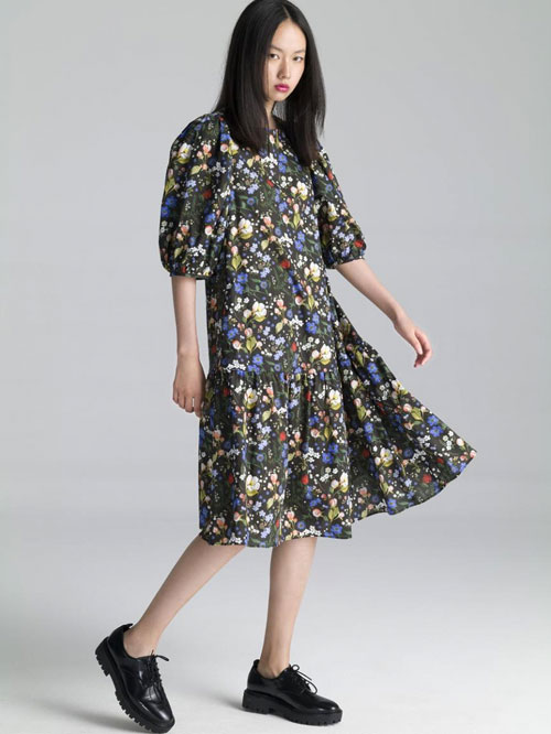 ERDOS鄂尔多斯印花连衣裙 诗意与时尚的完美结合